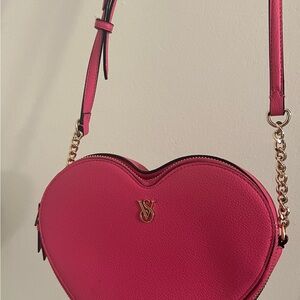 Victoria's Secret Pink Heart Crossbody Bag with Gold Chain